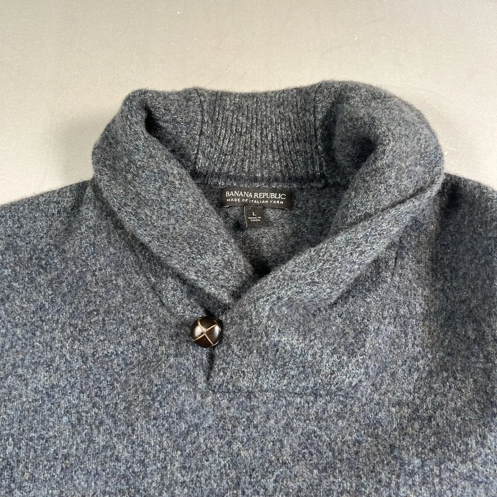 Banana Republic Sweater Mens Large Wool‎ Collared Pullover Merino Italian Yarn
